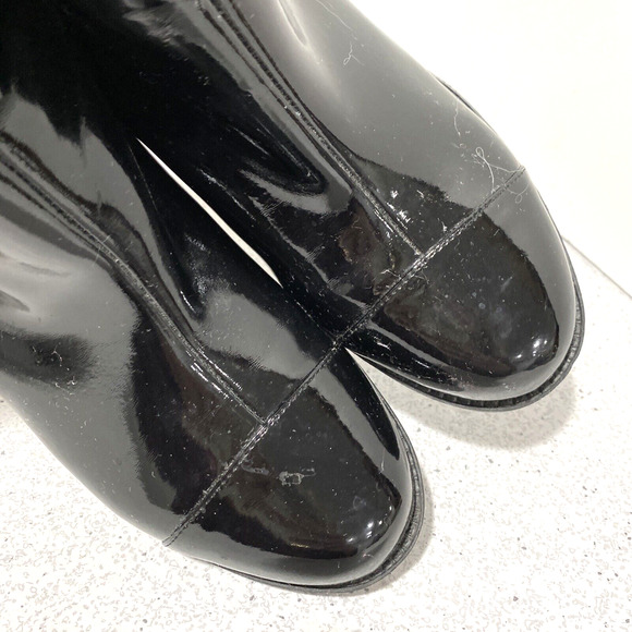 Valdini Mia ankle boots black patent and moc croc texture US 6M zip faux buckle - Picture 6 of 11